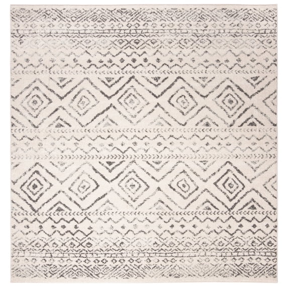 SAFAVIEH Tulum Merletta Moroccan Geometric Area Rug, 3' x 3' Square, Ivory/Grey