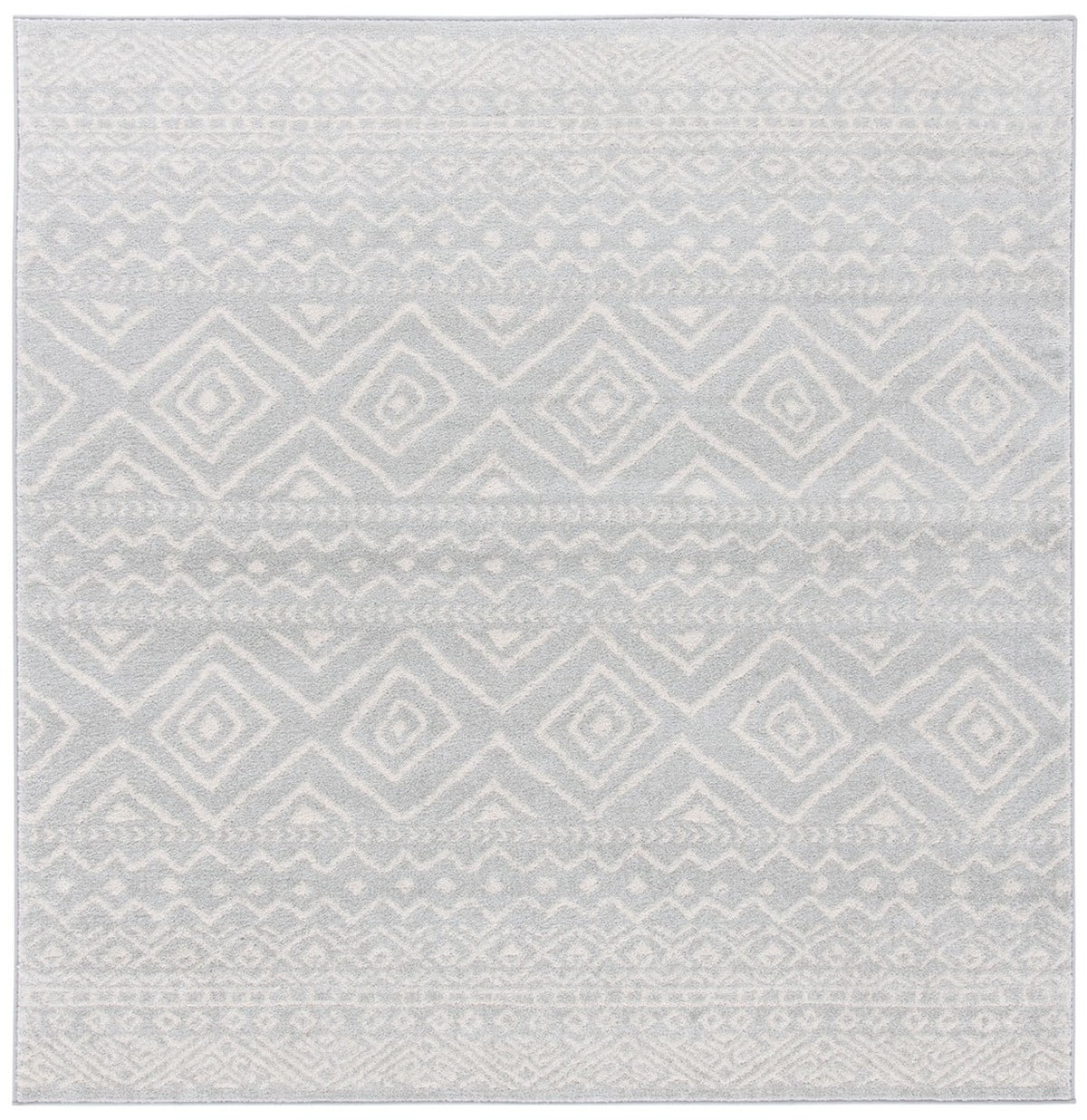 Ivory and Light Grey Geometric Square Area Rug