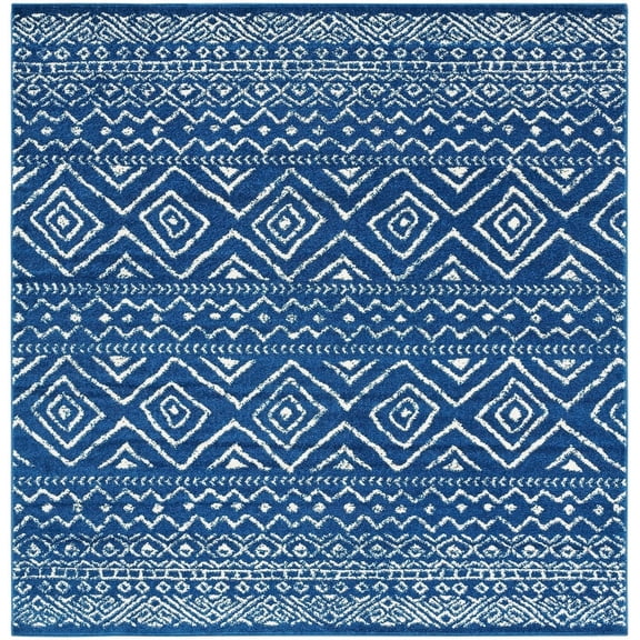 SAFAVIEH Tulum Merletta Moroccan Geometric Area Rug, 3' x 3' Square, Navy/Ivory