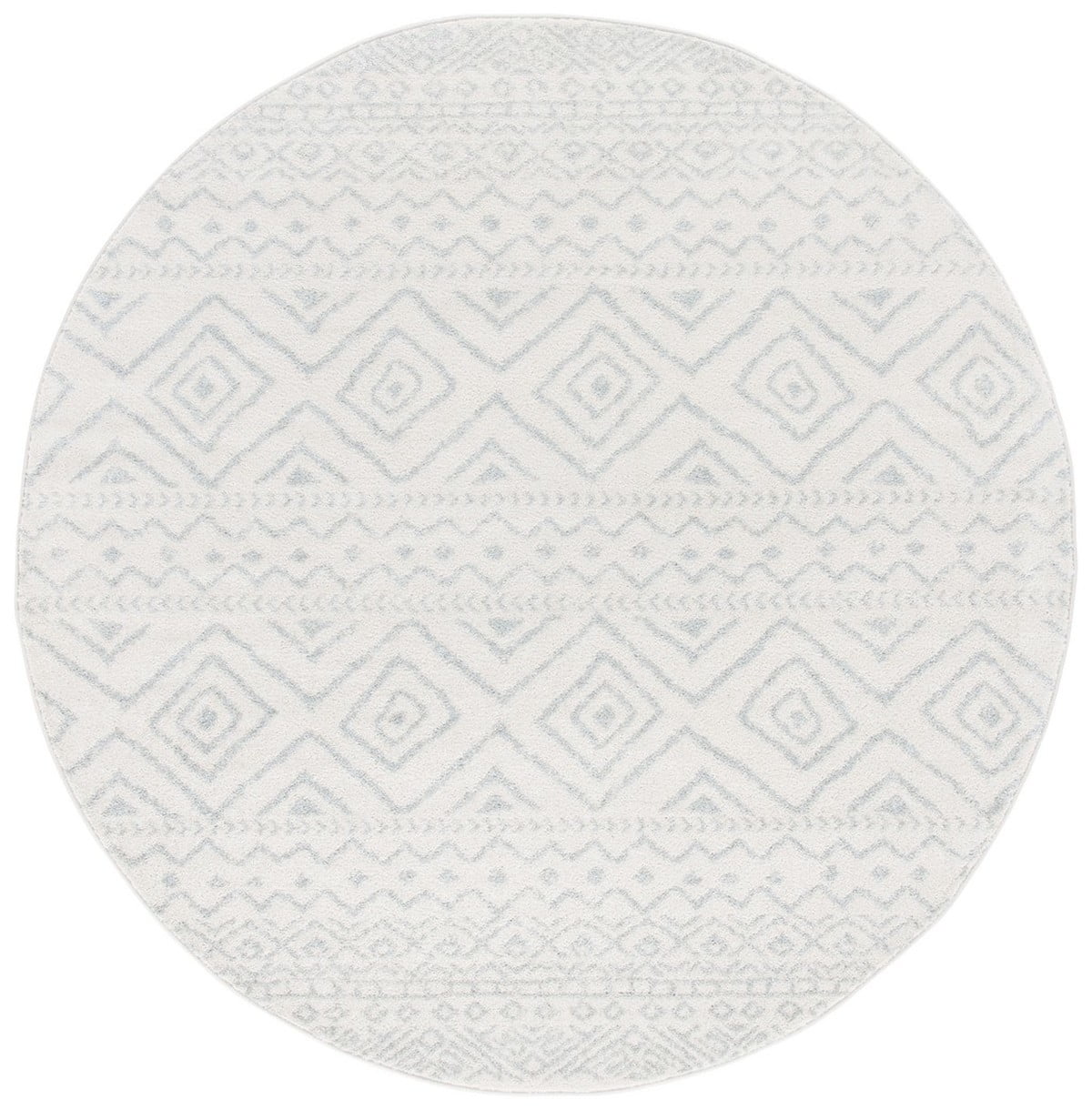 SAFAVIEH Tulum Merletta Moroccan Geometric Area Rug, 5' x 5' Round, Ivory/Light Grey
