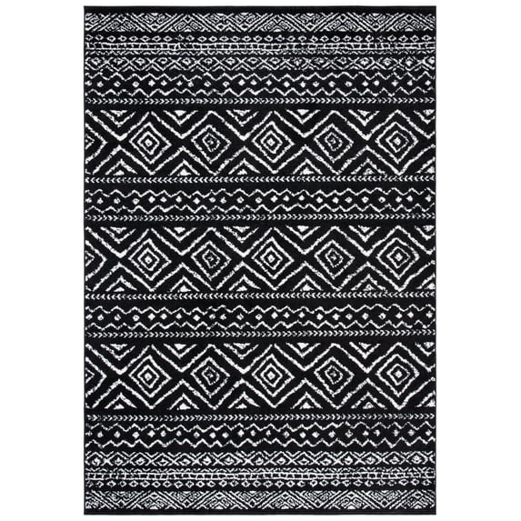 SAFAVIEH Tulum Merletta Moroccan Geometric Area Rug, Black/Ivory, 5'3" x 7'6"