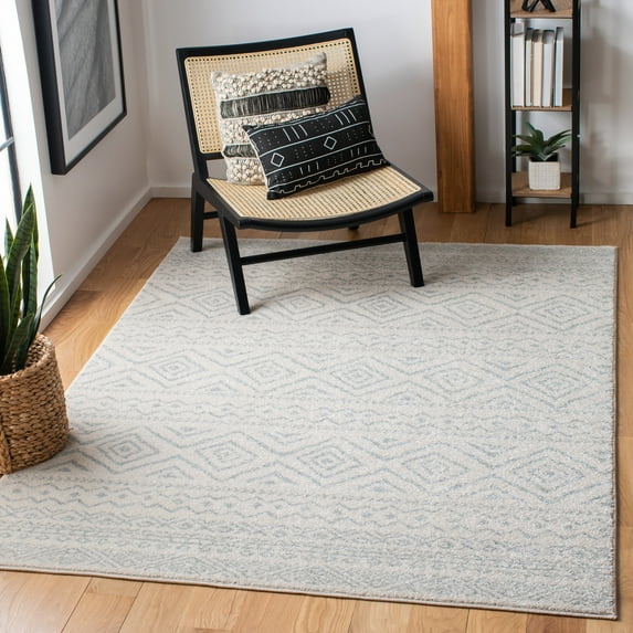 SAFAVIEH Tulum Merletta Moroccan Geometric Area Rug, Ivory/Light Grey, 9' x 12'