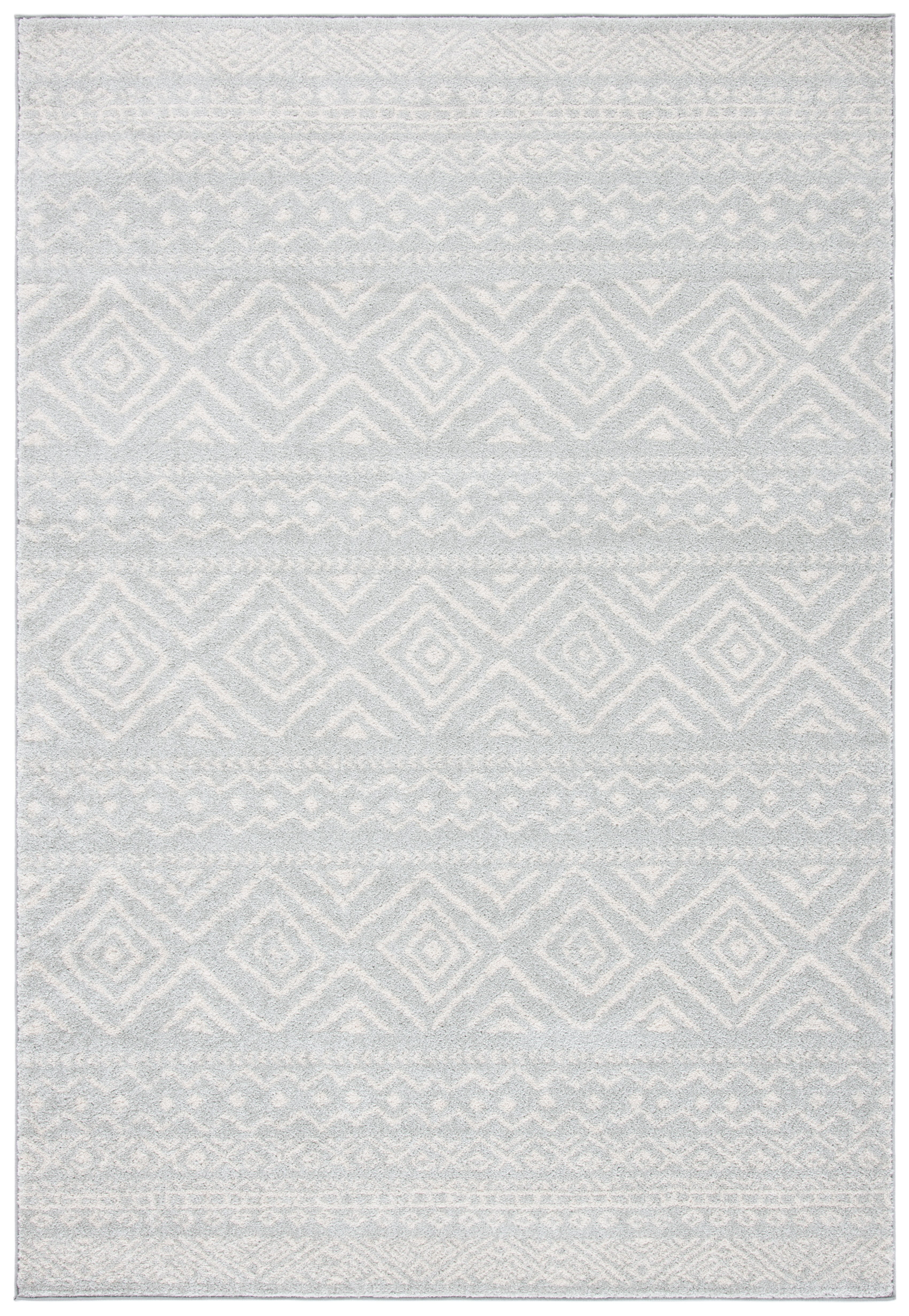 Light Grey and Ivory Hand-knotted Synthetic 4' x 6' Area Rug