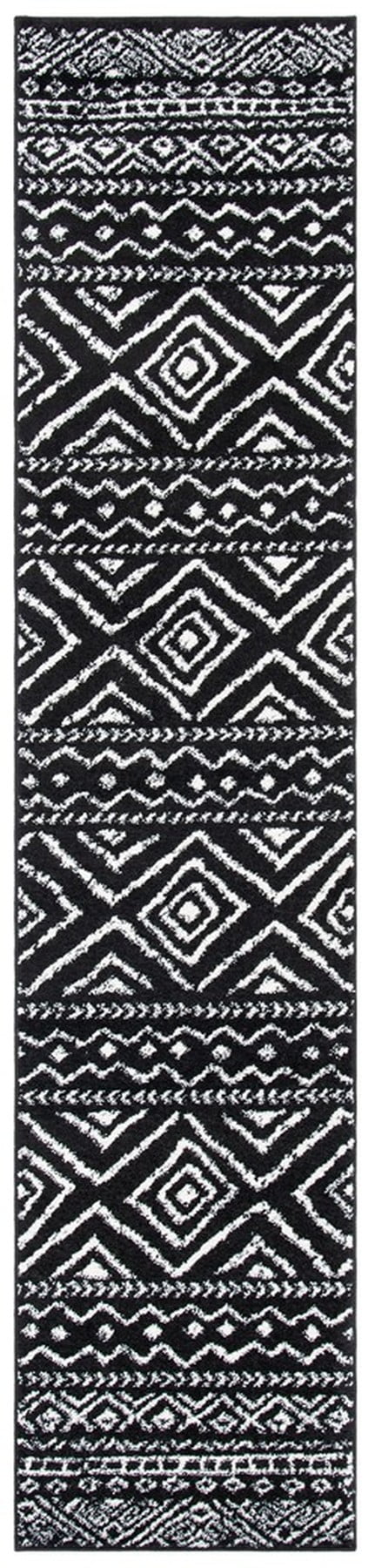 SAFAVIEH Tulum Merletta Moroccan Geometric Runner, 2' x 11', Black/Ivory