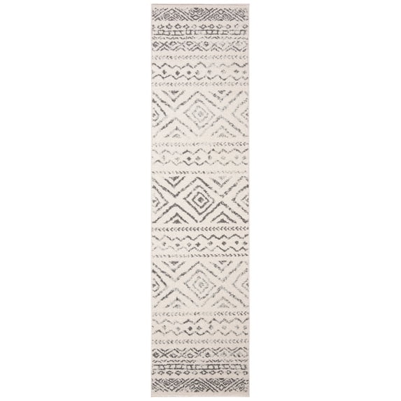 SAFAVIEH Tulum Merletta Moroccan Geometric Runner, 2' x 13', Ivory/Grey