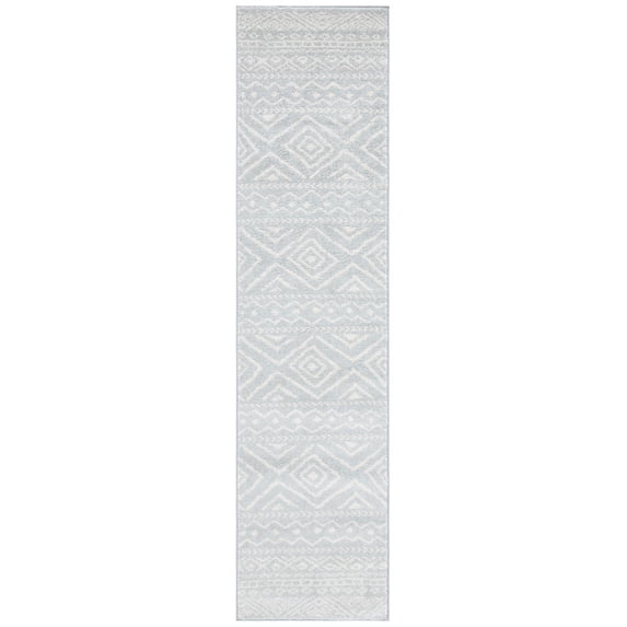 SAFAVIEH Tulum Merletta Moroccan Geometric Runner, 2' x 13', Light Grey/Ivory