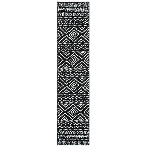 SAFAVIEH Tulum Merletta Moroccan Geometric Runner, 2' x 15', Black/Ivory