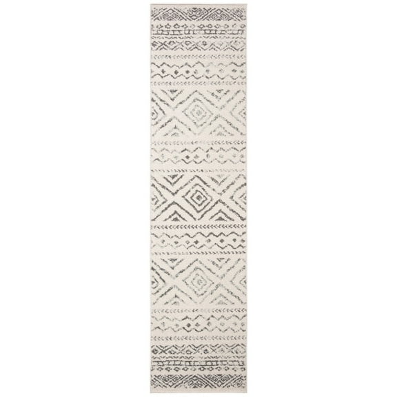 SAFAVIEH Tulum Merletta Moroccan Geometric Runner, 2' x 21', Ivory/Grey