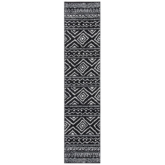 SAFAVIEH Tulum Merletta Moroccan Geometric Runner, 2' x 5', Black/Ivory