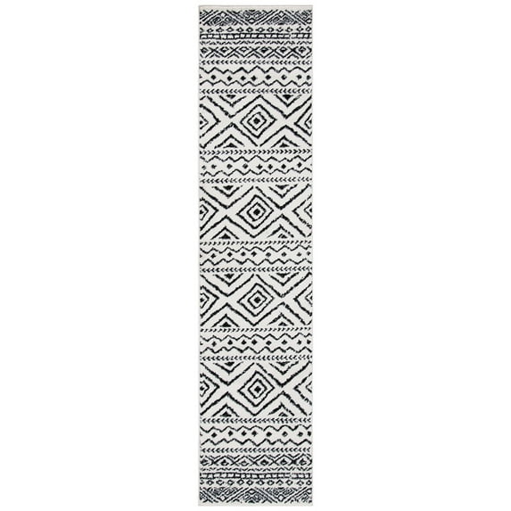 SAFAVIEH Tulum Merletta Moroccan Geometric Runner, 2' x 5', Ivory/Black