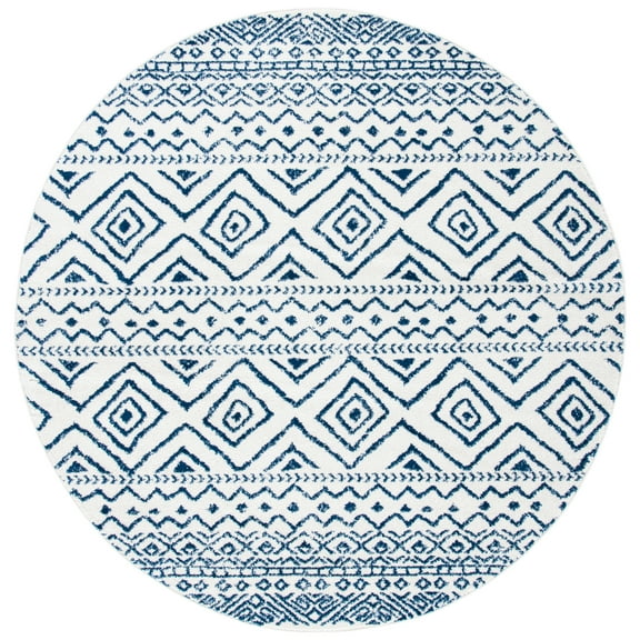 SAFAVIEH Tulum Merletta Oriental Area Rug, Ivory/Navy, 5' x 5' Round