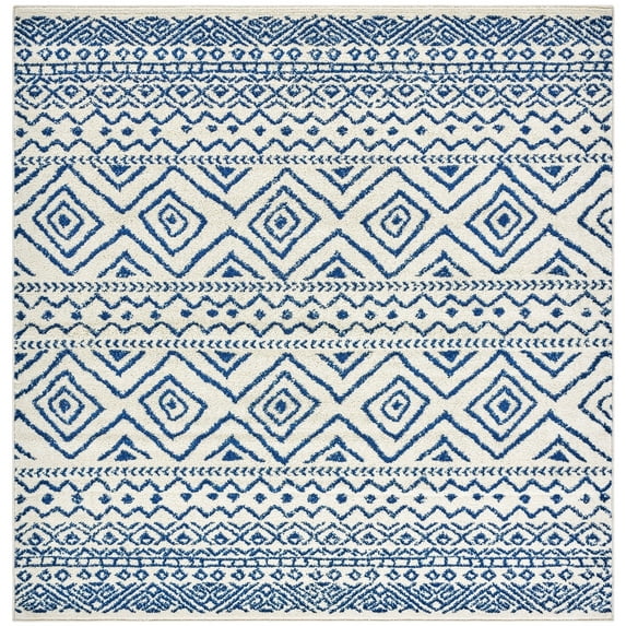 SAFAVIEH Tulum Merletta Oriental Area Rug, Ivory/Navy, 6'7" x 6'7" Square