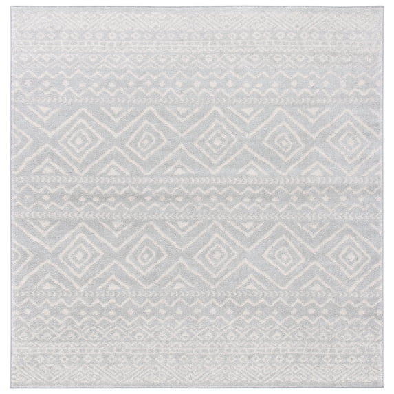 SAFAVIEH Tulum Merletta Oriental Area Rug, Light Grey/Ivory, 6'7" x 6'7" Square