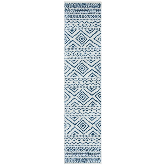 SAFAVIEH Tulum Merletta Oriental Runner Rug, Ivory/Navy, 2' x 9'