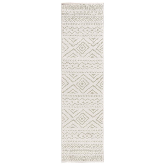 SAFAVIEH Tulum Merletta Oriental Runner Rug, Ivory/Sage, 2' x 8'