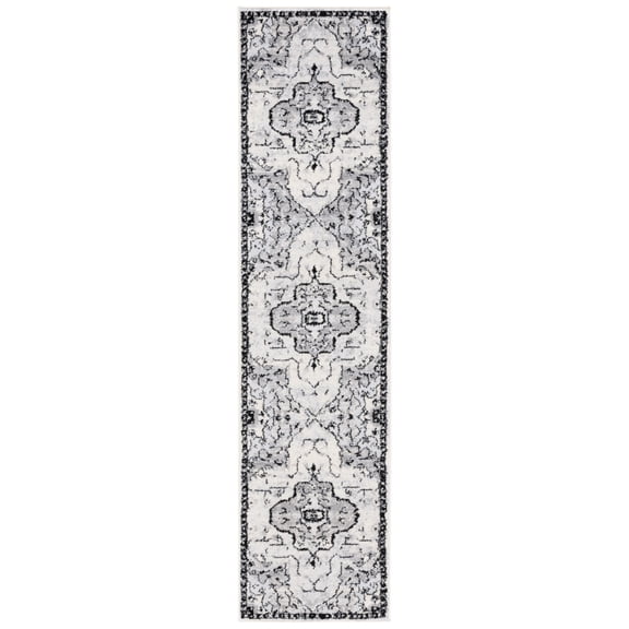 SAFAVIEH Tulum Nathan Oriental Runner Rug, Ivory Grey/Charcoal, 2' x 8'