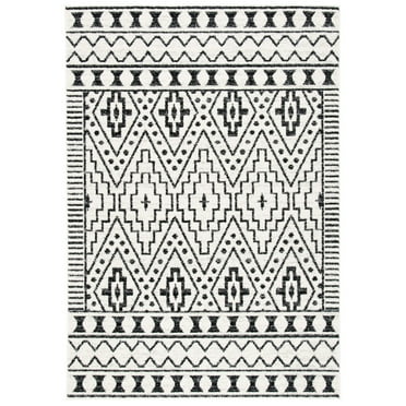 SAFAVIEH Tulum Nuala Geometric Area Rug, 5'5" x 7'7", Black/Ivory