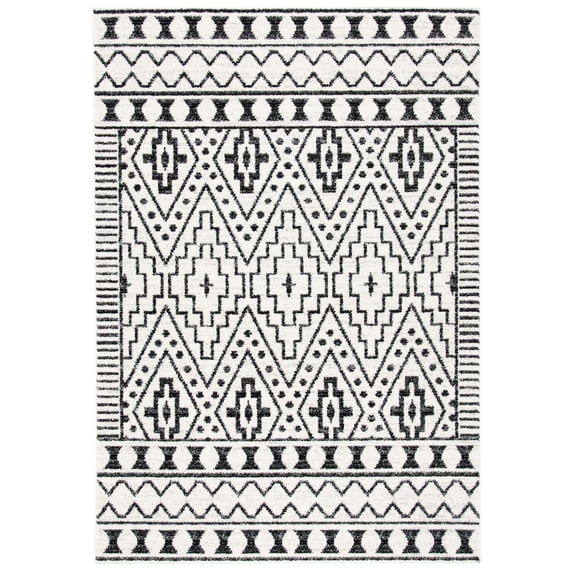 SAFAVIEH Tulum Nuala Geometric Area Rug, 6'7" x 8'7", Black/Ivory