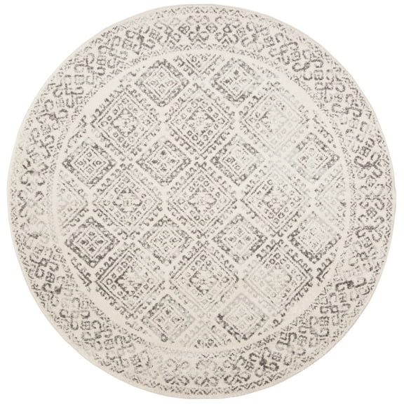 SAFAVIEH Tulum Ophelia Bordered Geometric Area Rug, 10' x 10' Round, Ivory/Grey