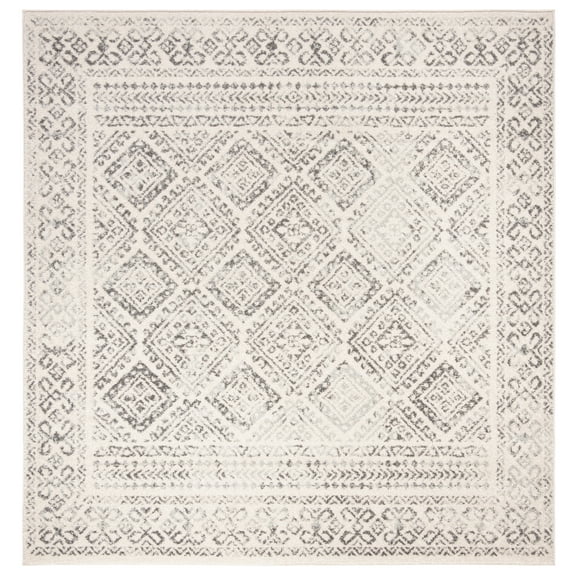 SAFAVIEH Tulum Ophelia Bordered Geometric Area Rug, 11' x 11' Square, Ivory/Grey