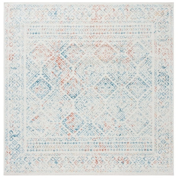 SAFAVIEH Tulum Ophelia Bordered Geometric Area Rug, 3' x 3' Square, Ivory/Terracotta
