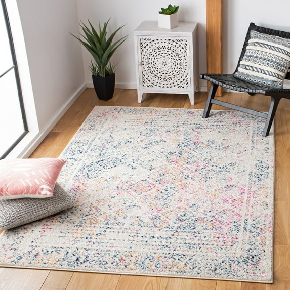 Safavieh Tulum Ophelia Oriental Area Rug, Ivory/Dark Blue, 5' x 5' Square