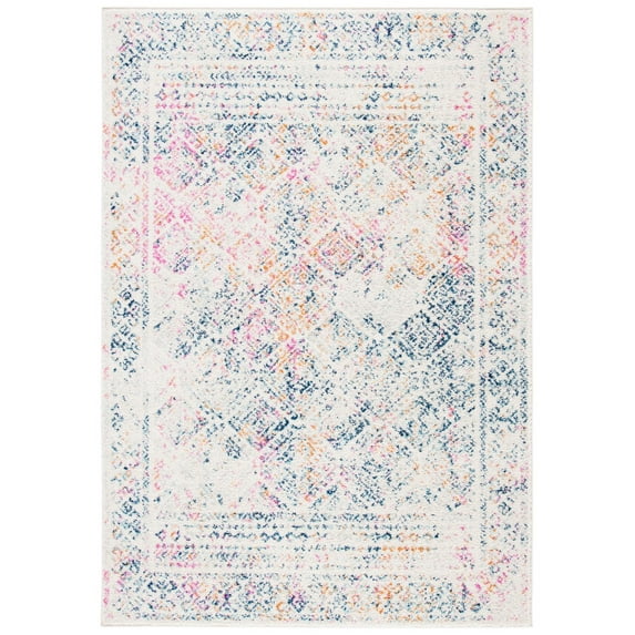 SAFAVIEH Tulum Ophelia Bordered Geometric Area Rug, 8' x 10', Ivory/Dark Blue