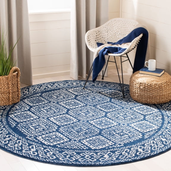 Safavieh Tulum Ophelia Oriental Area Rug, Navy/Ivory, 8' x 8' Round