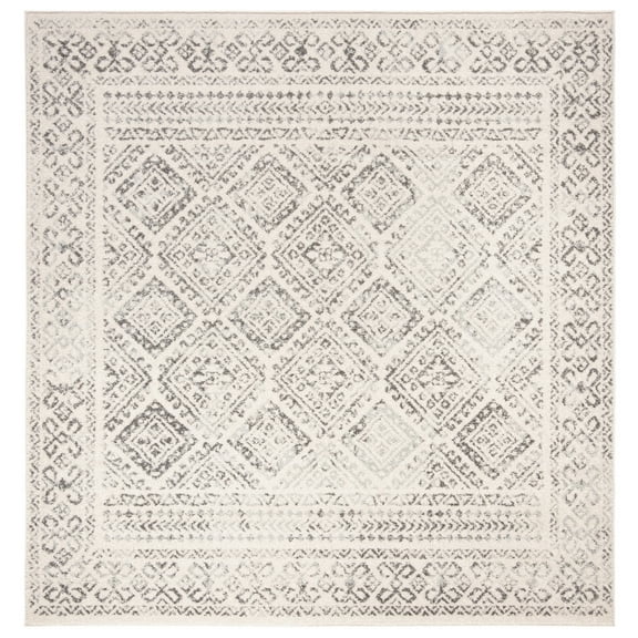SAFAVIEH Tulum Ophelia Bordered Geometric Area Rug, 8' x 8' Square, Ivory/Grey