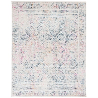 SAFAVIEH Tulum Ophelia Bordered Geometric Area Rug, 9' x 12', Ivory/Dark Blue