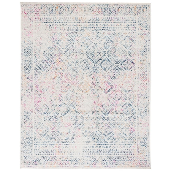 SAFAVIEH Tulum Ophelia Bordered Geometric Area Rug, 9' x 12', Ivory/Dark Blue