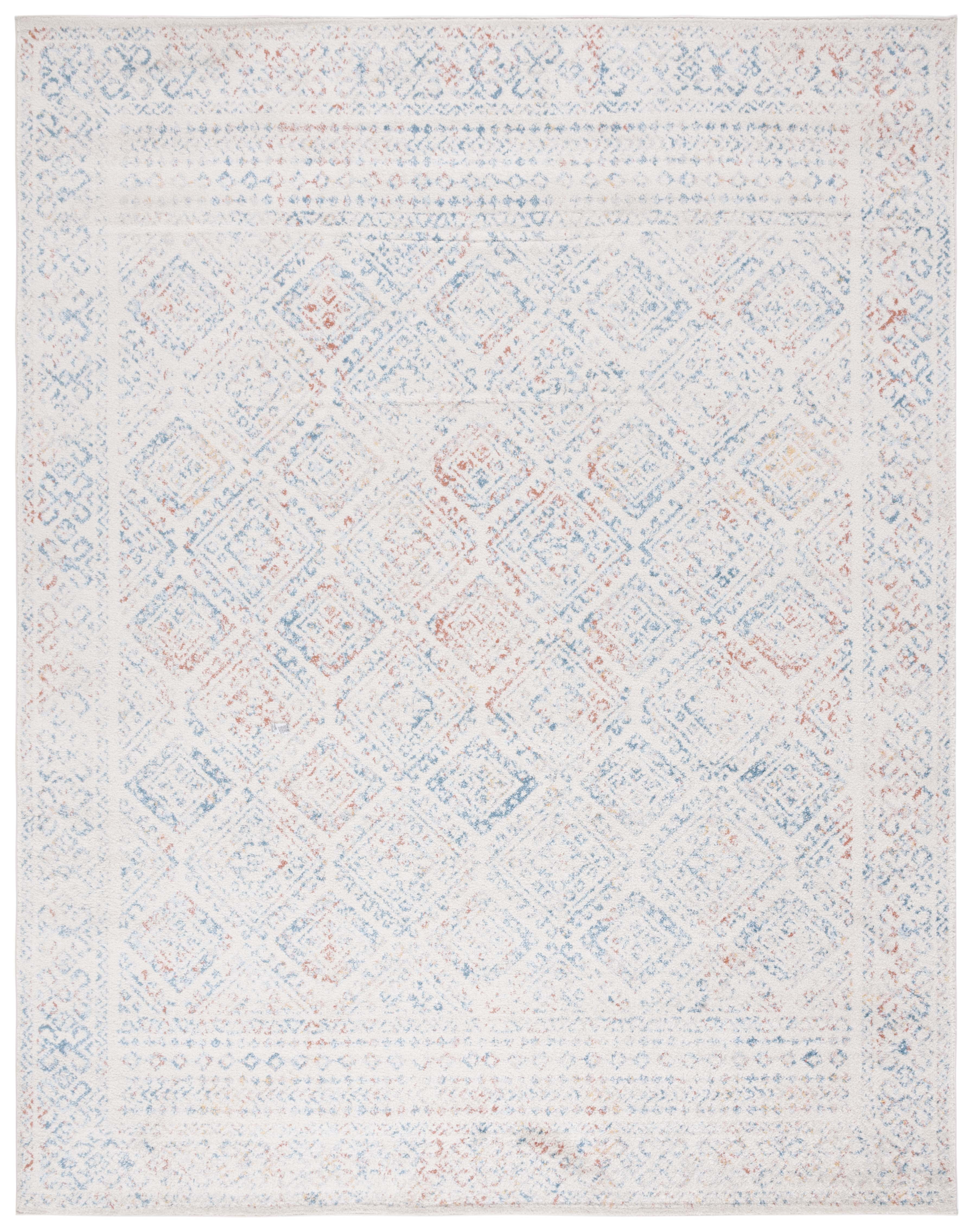 Ivory and Terracotta 9' x 12' Wool and Synthetic Area Rug