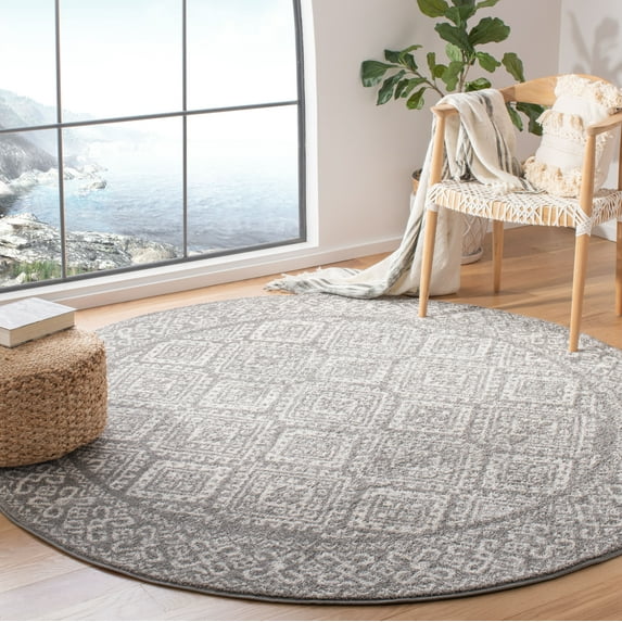 Safavieh Tulum Ophelia Oriental Area Rug, Dark Gray/Ivory, 9' x 9' Round
