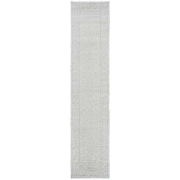 SAFAVIEH Tulum Ophelia Bordered Geometric Runner, 2' x 11', Light Grey/Ivory