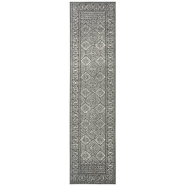 SAFAVIEH Tulum Ophelia Bordered Geometric Runner, 2' x 5', Dark Grey/Ivory