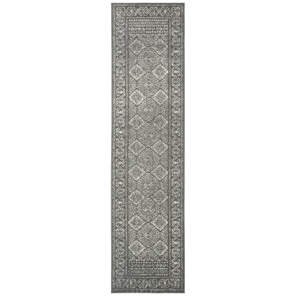 SAFAVIEH Tulum Ophelia Bordered Geometric Runner, 2' x 5', Dark Grey/Ivory