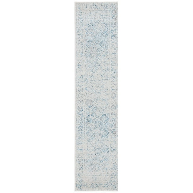 SAFAVIEH Tulum Ophelia Bordered Geometric Runner, 2' x 5', Ivory/Turquoise
