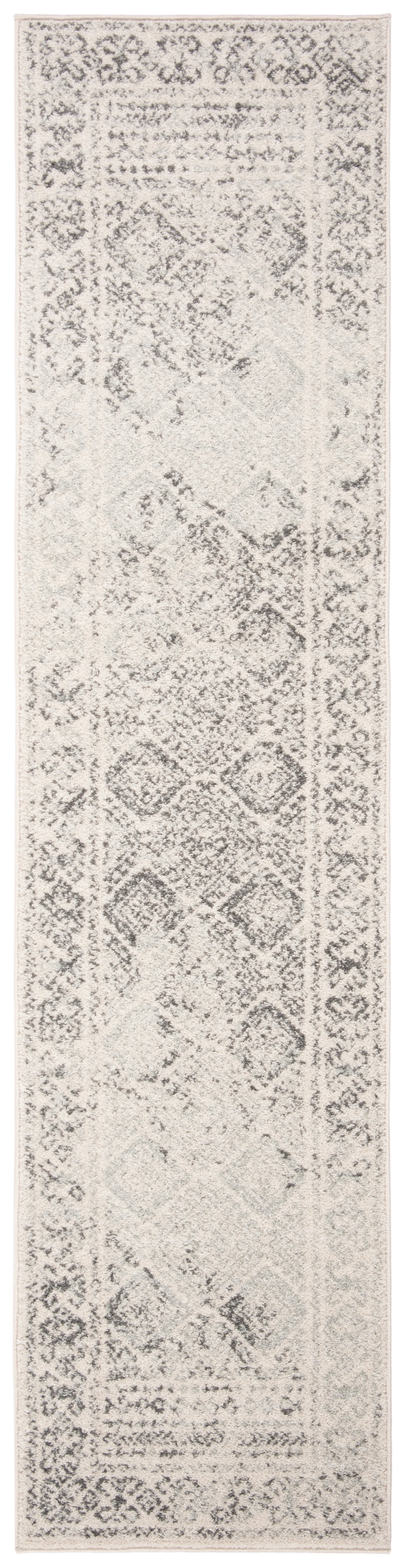 Ivory and Grey Synthetic 2' x 5' Hand-Knotted Easy Care Runner Rug