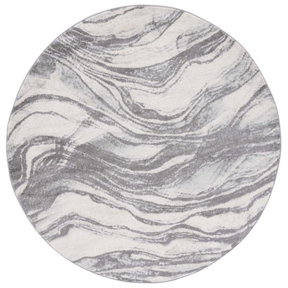 SAFAVIEH Tulum Quinten Abstract Area Rug, 6'7" x 6'7" Round, Ivory/Grey