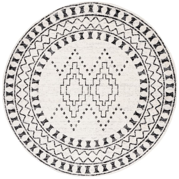 SAFAVIEH Tulum Roland Geometric Area Rug, 6'7" x 6'7" Round, Black/Ivory