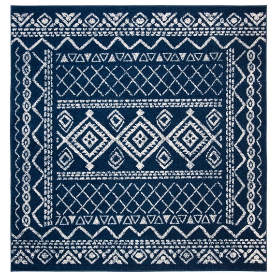 SAFAVIEH Tulum Ronald Distressed Area Rug, 10' x 10' Square, Navy/Ivory