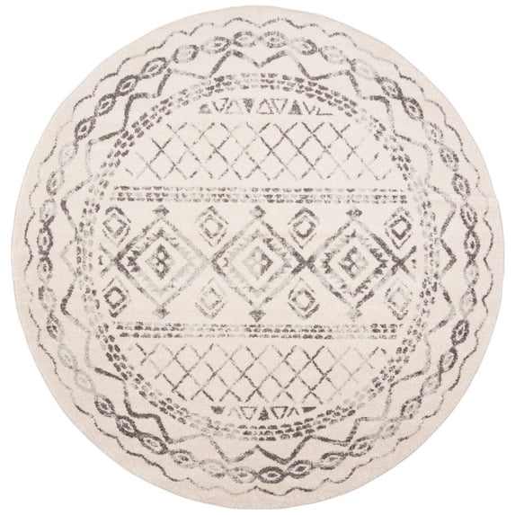 SAFAVIEH Tulum Ronald Distressed Area Rug, 12' x 12' Round, Ivory/Grey