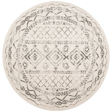 SAFAVIEH Tulum Ronald Distressed Area Rug, 3' x 3' Round, Ivory/Grey
