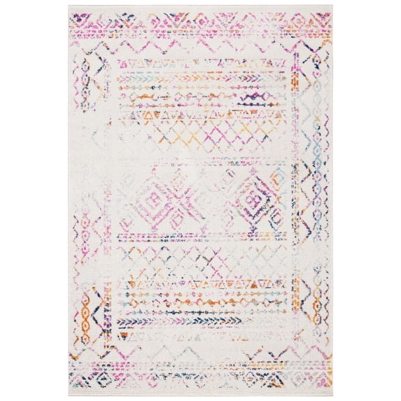 SAFAVIEH Tulum Ronald Distressed Area Rug, 3' x 5', Ivory/Fuchsia