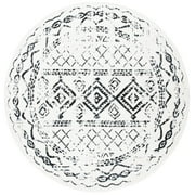 SAFAVIEH Tulum Ronald Distressed Area Rug, 8' x 8' Round, Ivory/Black