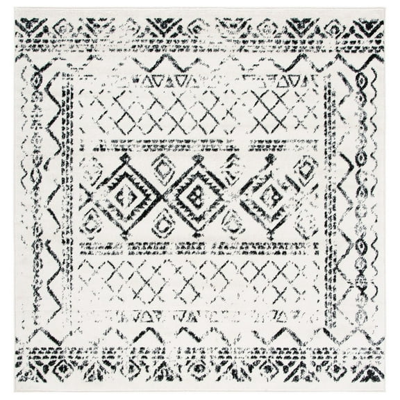 SAFAVIEH Tulum Ronald Distressed Area Rug, 8' x 8' Square, Ivory/Black
