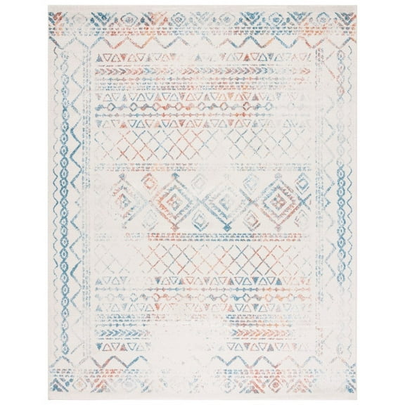 SAFAVIEH Tulum Ronald Distressed Area Rug, 9' x 12', Ivory/Turquoise