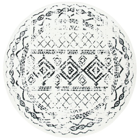 SAFAVIEH Tulum Ronald Oriental Area Rug, Ivory/Black, 6'7" x 6'7" Round