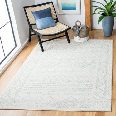 SAFAVIEH Tulum Ronald Distressed Area Rug, Ivory/Light Grey, 5'3" x 7'6"