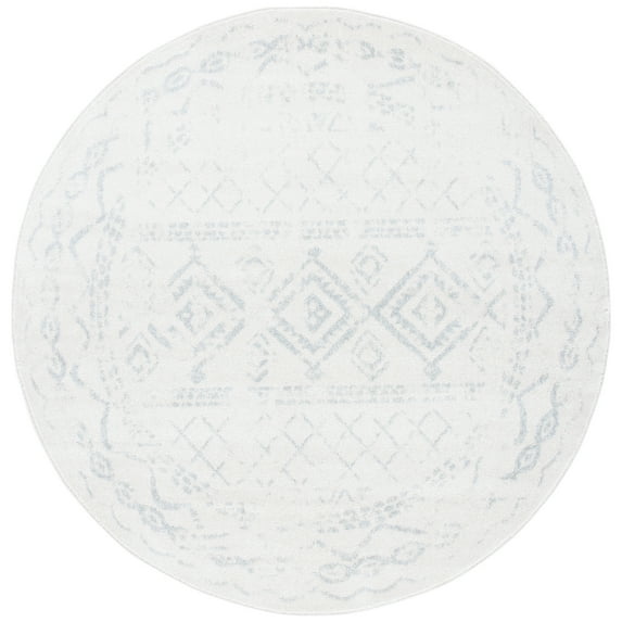 SAFAVIEH Tulum Ronald Oriental Area Rug, Ivory/Light Grey, 6'7" x 6'7" Round